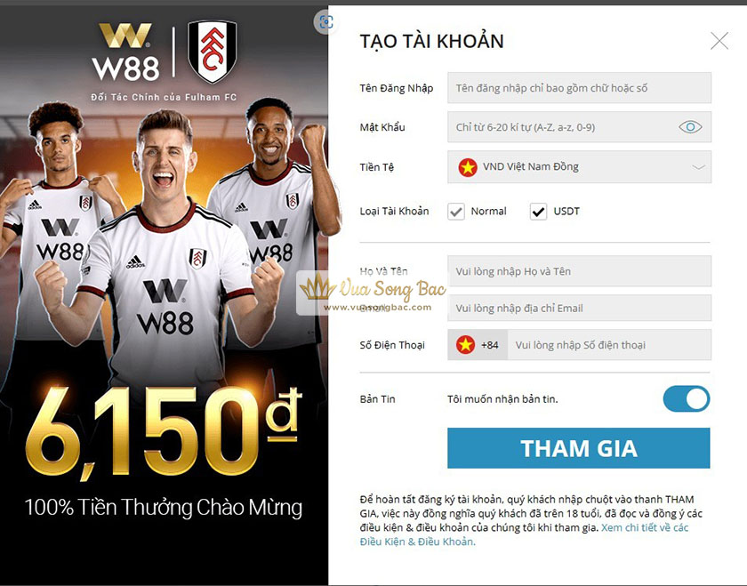 Hướng dẫn đăng ký tài khoản W88 – Cách đăng ký tài khoản thành viên tại W88