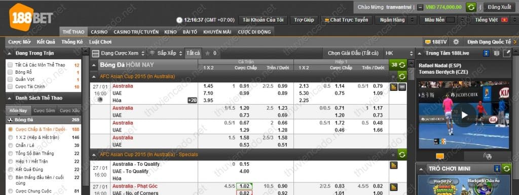 Hướng dẫn cách cá độ bóng đá tại nhà cái 188bet Hướng dẫn cách cá độ bóng đá tại nhà cái 188bet